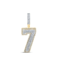 Load image into Gallery viewer, 10kt Two - tone Gold Mens Round Diamond Number 7 Charm Pendant 1 Cttw - Splendid Jewellery
