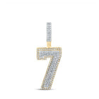 10kt Two - tone Gold Mens Round Diamond Number 7 Charm Pendant 1 Cttw - Splendid Jewellery