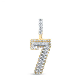 10kt Two - tone Gold Mens Round Diamond Number 7 Charm Pendant 1 Cttw - Splendid Jewellery