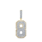 10kt Two - tone Gold Men's Round Diamond Number 8 Charm Pendant - 1 - 3/8 Cttw | Splendid Jewellery - Splendid Jewellery