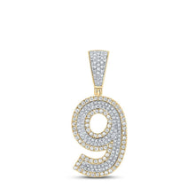 Load image into Gallery viewer, 10kt Two - tone Gold Men's Round Diamond Number 9 Charm Pendant - 3/4 Cttw | Splendid Jewellery - Splendid Jewellery