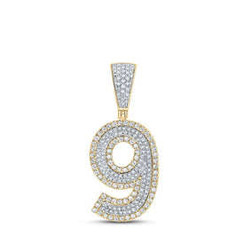 10kt Two - tone Gold Men's Round Diamond Number 9 Charm Pendant - 3/4 Cttw | Splendid Jewellery - Splendid Jewellery
