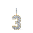 10kt Two - tone Gold Men's Round Diamond Number Three Charm Pendant 1 Cttw - Splendid Jewellery