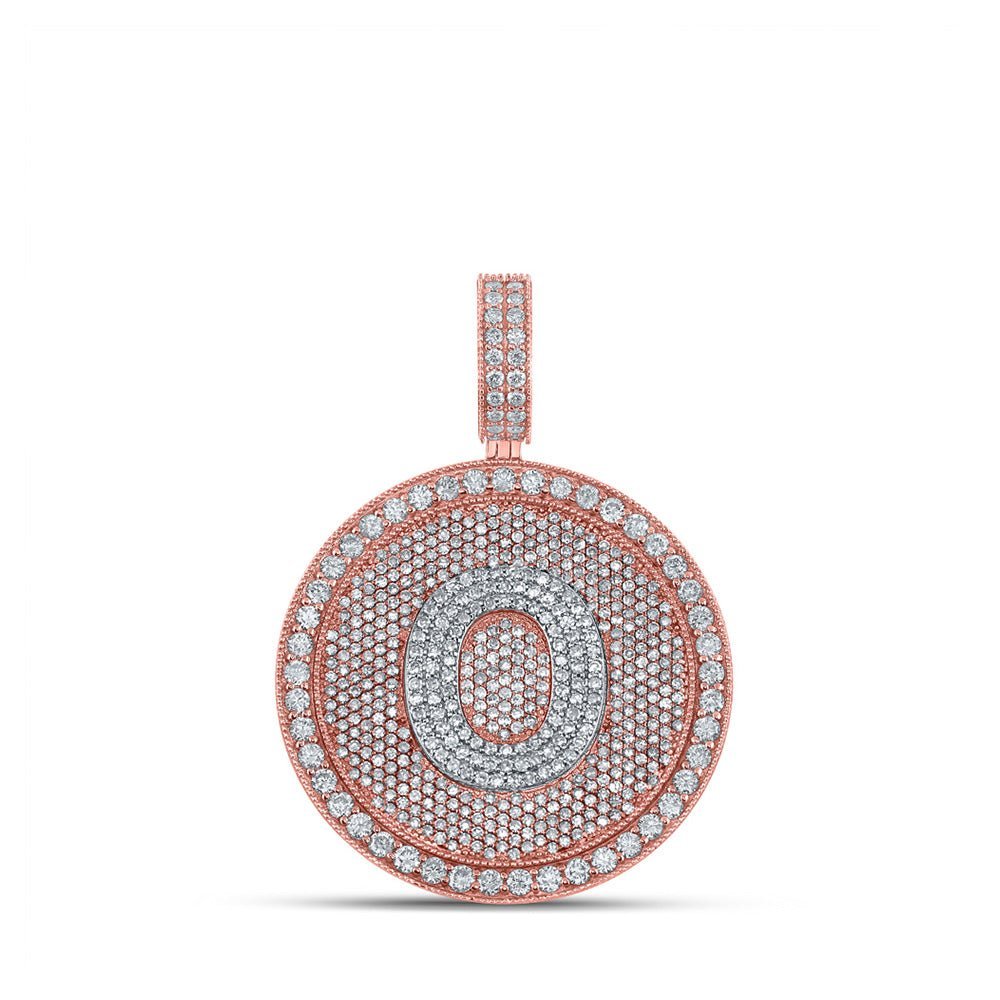 10kt Two - tone Gold Men's Round Diamond O Initial Letter Charm Pendant 3 - 7/8 Cttw | Splendid Jewellery - Splendid Jewellery