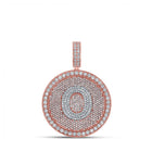 10kt Two - tone Gold Men's Round Diamond O Initial Letter Charm Pendant 3 - 7/8 Cttw | Splendid Jewellery - Splendid Jewellery