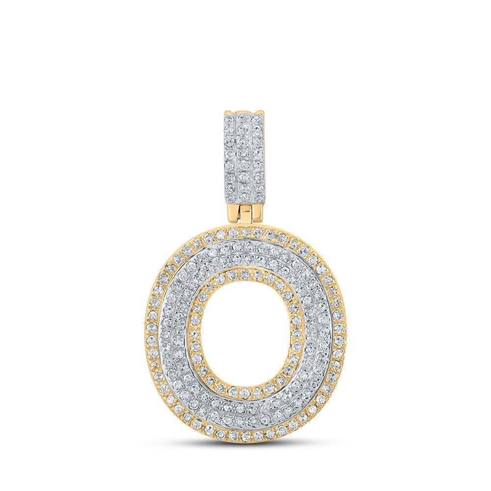 10kt Two - tone Gold Men's Round Diamond O Initial Letter Pendant 1/2 Cttw - Splendid Jewellery
