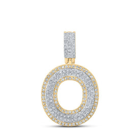 10kt Two - tone Gold Men's Round Diamond O Initial Letter Pendant 1/2 Cttw - Splendid Jewellery