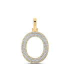 10kt Two - tone Gold Men's Round Diamond O Initial Letter Pendant 3/8 Cttw - Splendid Jewellery