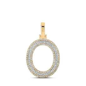 10kt Two - tone Gold Men's Round Diamond O Initial Letter Pendant 3/8 Cttw - Splendid Jewellery