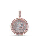 10kt Two - tone Gold Men's Round Diamond P Initial Letter Charm Pendant - 4 Cttw - Splendid Jewellery