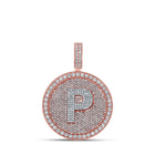 10kt Two - tone Gold Men's Round Diamond P Initial Letter Charm Pendant - 4 Cttw - Splendid Jewellery