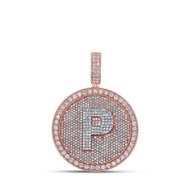 10kt Two - tone Gold Men's Round Diamond P Initial Letter Charm Pendant - 4 Cttw - Splendid Jewellery