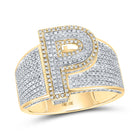 10kt Two-tone Gold Mens Round Diamond P Initial Letter Ring 1 Cttw - Alternate view 1 from Splendid Jewellery