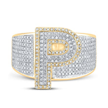 Load image into Gallery viewer, 10kt Two - tone Gold Mens Round Diamond P Initial Letter Ring 1 Cttw - Splendid Jewellery