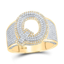 Load image into Gallery viewer, 10kt Two - tone Gold Men's Round Diamond Q Initial Letter Ring 1 Cttw | Splendid Jewellery - Splendid Jewellery