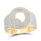 10kt Two - tone Gold Men's Round Diamond Q Initial Letter Ring 1 Cttw | Splendid Jewellery - Splendid Jewellery
