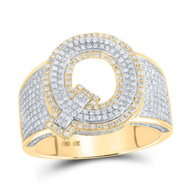 10kt Two - tone Gold Men's Round Diamond Q Initial Letter Ring 1 Cttw | Splendid Jewellery - Splendid Jewellery