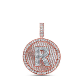 10kt Two - tone Gold Mens Round Diamond R Initial Letter Charm Pendant 3 - 3/4 Cttw - Splendid Jewellery
