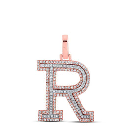 10kt Two - tone Gold Men's Round Diamond R Initial Letter Pendant 1/2 Cttw - A Dazzling Statement of Style by Splendid Jewellery - Splendid Jewellery