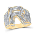 10kt Two - tone Gold Men's Round Diamond R Initial Letter Ring 1 - 1/4 Cttw | Splendid Jewellery - Splendid Jewellery