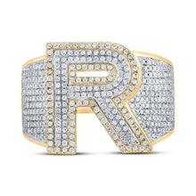Load image into Gallery viewer, 10kt Two - tone Gold Men's Round Diamond R Initial Letter Ring 1 - 1/4 Cttw | Splendid Jewellery - Splendid Jewellery