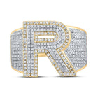 10kt Two - tone Gold Men's Round Diamond R Initial Letter Ring 1 - 1/4 Cttw | Splendid Jewellery - Splendid Jewellery