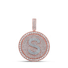 10kt Two - tone Gold Mens Round Diamond S Initial Letter Charm Pendant - 3 - 3/4 Cttw - Splendid Jewellery