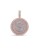 10kt Two - tone Gold Mens Round Diamond S Initial Letter Charm Pendant - 3 - 3/4 Cttw - Splendid Jewellery
