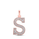 10kt Two - tone Gold Men's Round Diamond S Initial Letter Pendant 3/8 Cttw - Splendid Jewellery