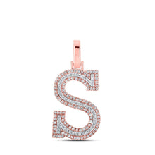 Load image into Gallery viewer, 10kt Two - tone Gold Men's Round Diamond S Initial Letter Pendant 3/8 Cttw - Splendid Jewellery