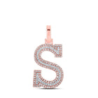 10kt Two - tone Gold Men's Round Diamond S Initial Letter Pendant 3/8 Cttw - Splendid Jewellery