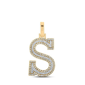 10kt Two - tone Gold Mens Round Diamond S Initial Letter Pendant 3/8 Cttw - A Stunning Statement of Style - Splendid Jewellery
