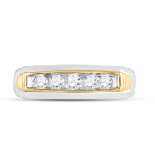 Load image into Gallery viewer, 10kt Two-tone Gold Men&#39;s Round Diamond Single Row Band Ring 1/2 Cttw | Exquisite Elegance - Alternate view 4 from Splendid Jewellery