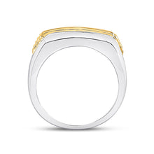Load image into Gallery viewer, 10kt Two-tone Gold Men&#39;s Round Diamond Single Row Band Ring 1/2 Cttw | Exquisite Elegance - Alternate view 3 from Splendid Jewellery
