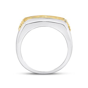 10kt Two - tone Gold Men's Round Diamond Single Row Band Ring 1/2 Cttw | Exquisite Elegance - Splendid Jewellery