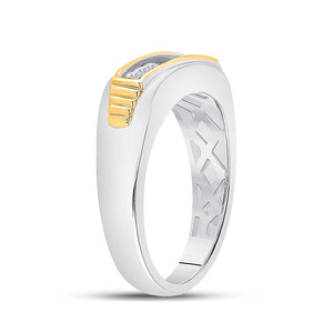 10kt Two - tone Gold Men's Round Diamond Single Row Band Ring 1/2 Cttw | Exquisite Elegance - Splendid Jewellery