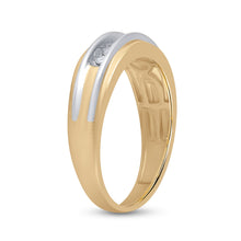 Load image into Gallery viewer, 10kt Two-tone Gold Men&#39;s Round Diamond Single Row Band Ring 1/4 Cttw | Exquisite Elegance - Alternate view 2 from Splendid Jewellery