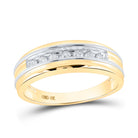 10kt Two - tone Gold Men's Round Diamond Single Row Band Ring 1/4 Cttw | Exquisite Elegance - Splendid Jewellery