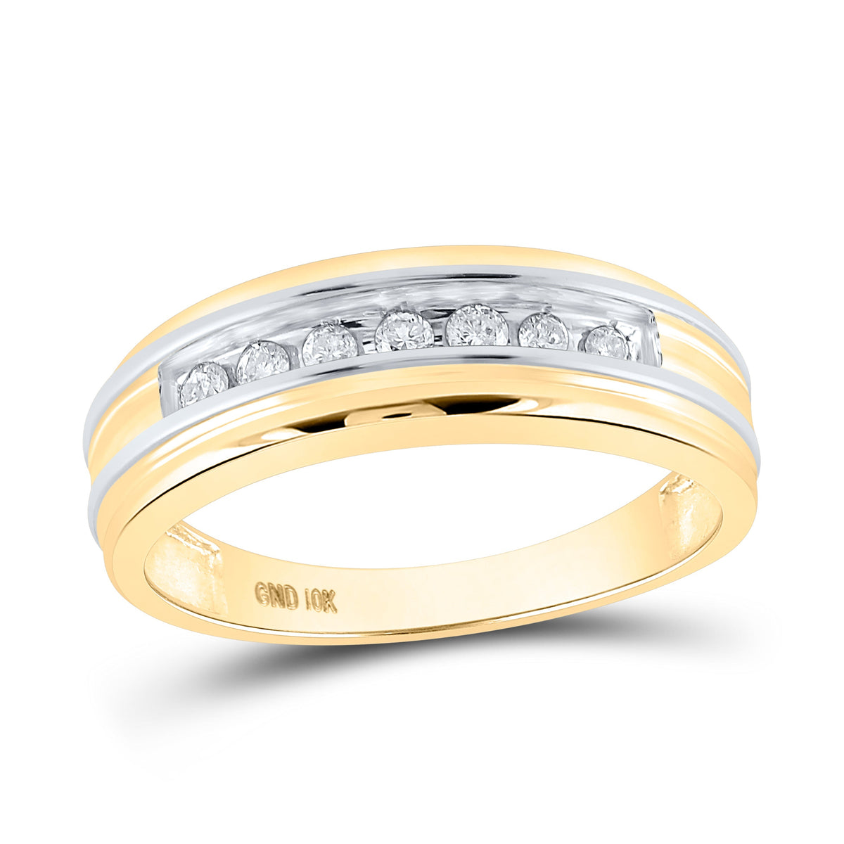 10kt Two - tone Gold Men's Round Diamond Single Row Band Ring 1/4 Cttw | Exquisite Elegance - Splendid Jewellery
