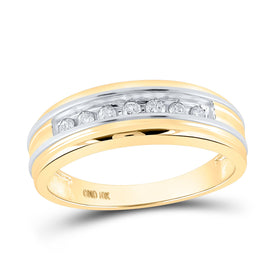10kt Two - tone Gold Men's Round Diamond Single Row Band Ring 1/4 Cttw | Exquisite Elegance - Splendid Jewellery
