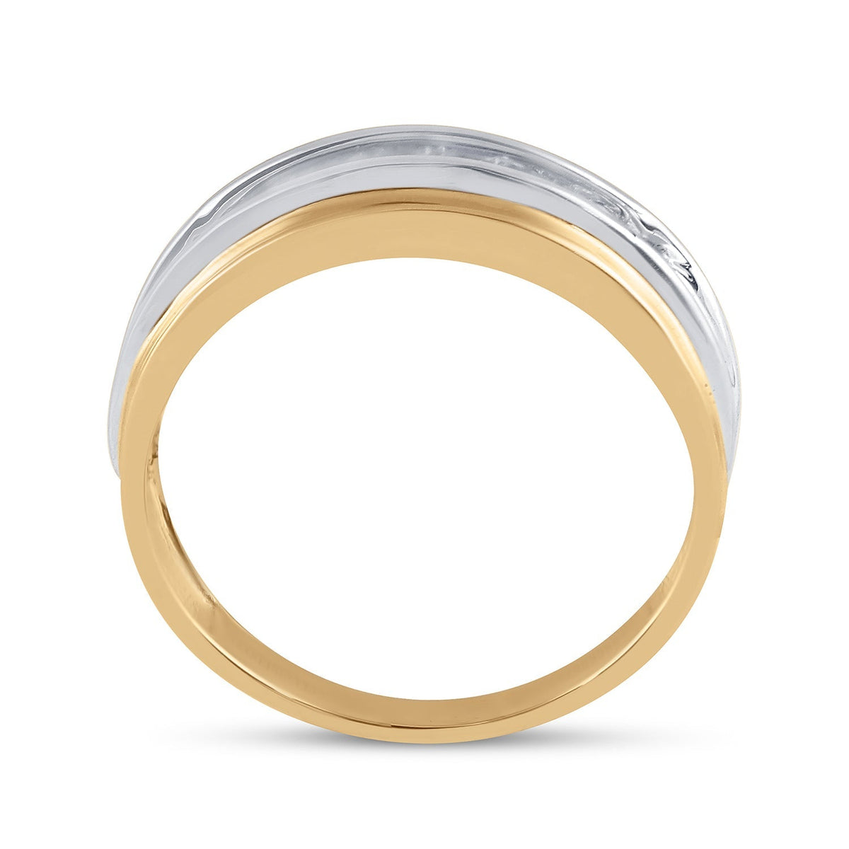 10kt Two - tone Gold Men's Round Diamond Single Row Band Ring 1/4 Cttw | Exquisite Elegance - Splendid Jewellery