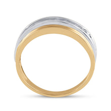 Load image into Gallery viewer, 10kt Two - tone Gold Men's Round Diamond Single Row Band Ring 1/4 Cttw | Exquisite Elegance - Splendid Jewellery