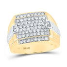 10kt Two - tone Gold Mens Round Diamond Square Ring 1 Cttw | Distinguished Elegance - Splendid Jewellery