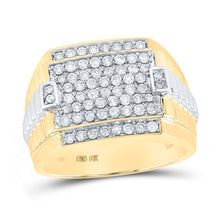 Load image into Gallery viewer, 10kt Two - tone Gold Mens Round Diamond Square Ring 1 Cttw | Distinguished Elegance - Splendid Jewellery