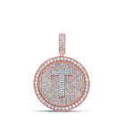 10kt Two - tone Gold Men's Round Diamond T Initial Letter Charm Pendant - 3 - 7/8 Cttw - Splendid Jewellery