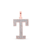 10kt Two - tone Gold Men's Round Diamond T Initial Letter Pendant 3/8 Cttw - A Dazzling Statement Piece by Splendid Jewellery - Splendid Jewellery