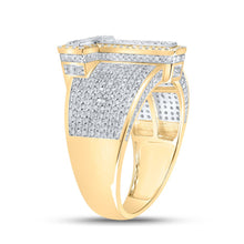 Load image into Gallery viewer, 10kt Two-tone Gold Mens Round Diamond T Initial Letter Ring 1-1/5 Cttw - Alternate view 3 from Splendid Jewellery