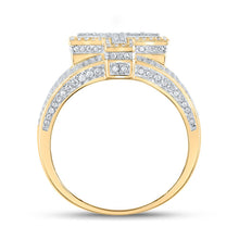 Load image into Gallery viewer, 10kt Two-tone Gold Mens Round Diamond T Initial Letter Ring 1-1/5 Cttw - Alternate view 2 from Splendid Jewellery