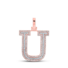 Load image into Gallery viewer, 10kt Two - tone Gold Men's Round Diamond U Initial Letter Pendant 1/2 Cttw - Splendid Jewellery