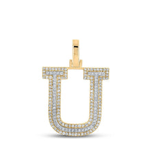 Load image into Gallery viewer, 10kt Two - tone Gold Mens Round Diamond U Initial Letter Pendant 1/2 Cttw - Splendid Jewellery